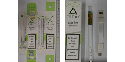 Produktrückruf: Elektronische-Zigarette "CBDAY-Vape-Pen-50% CBD"