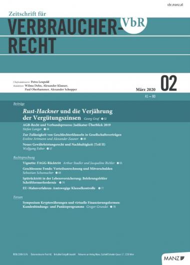 Zeitschrift für Verbraucherrecht Ausgabe 02/2020