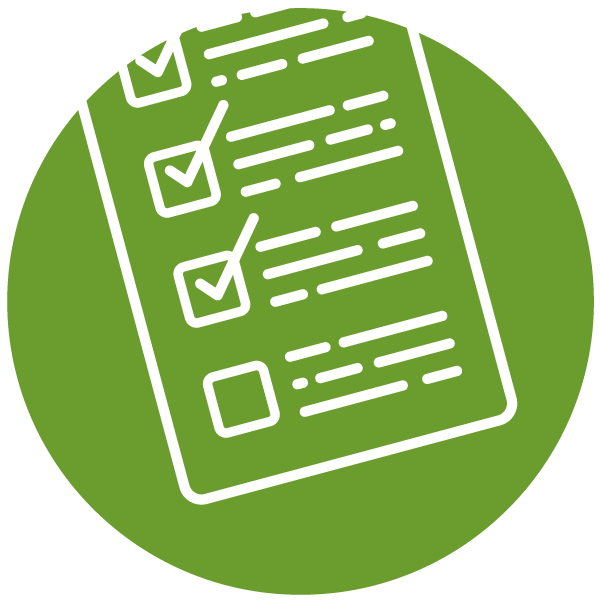 Piktogramm zum Thema "Checkliste durchgehen"