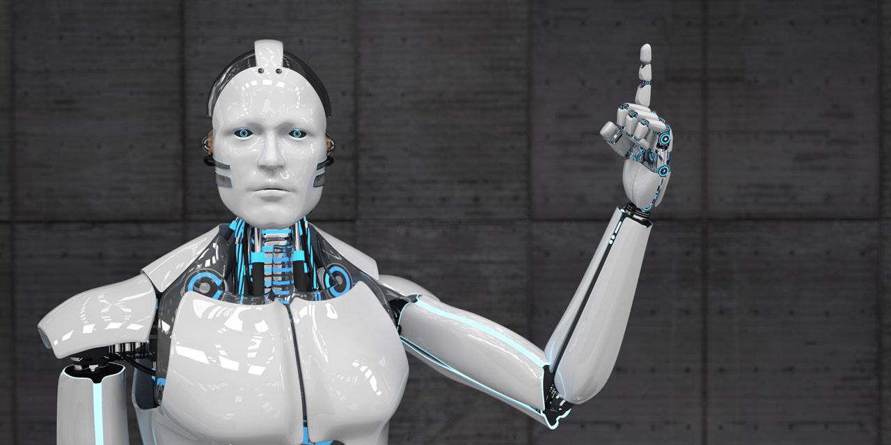 Roboter Zeigefinger Vorsicht