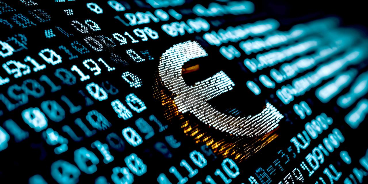 Euro-Zeichen inmitten von digitalen Ziffern