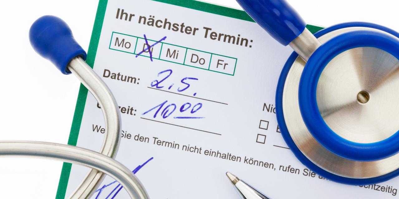 Zettel mit Arzttermin