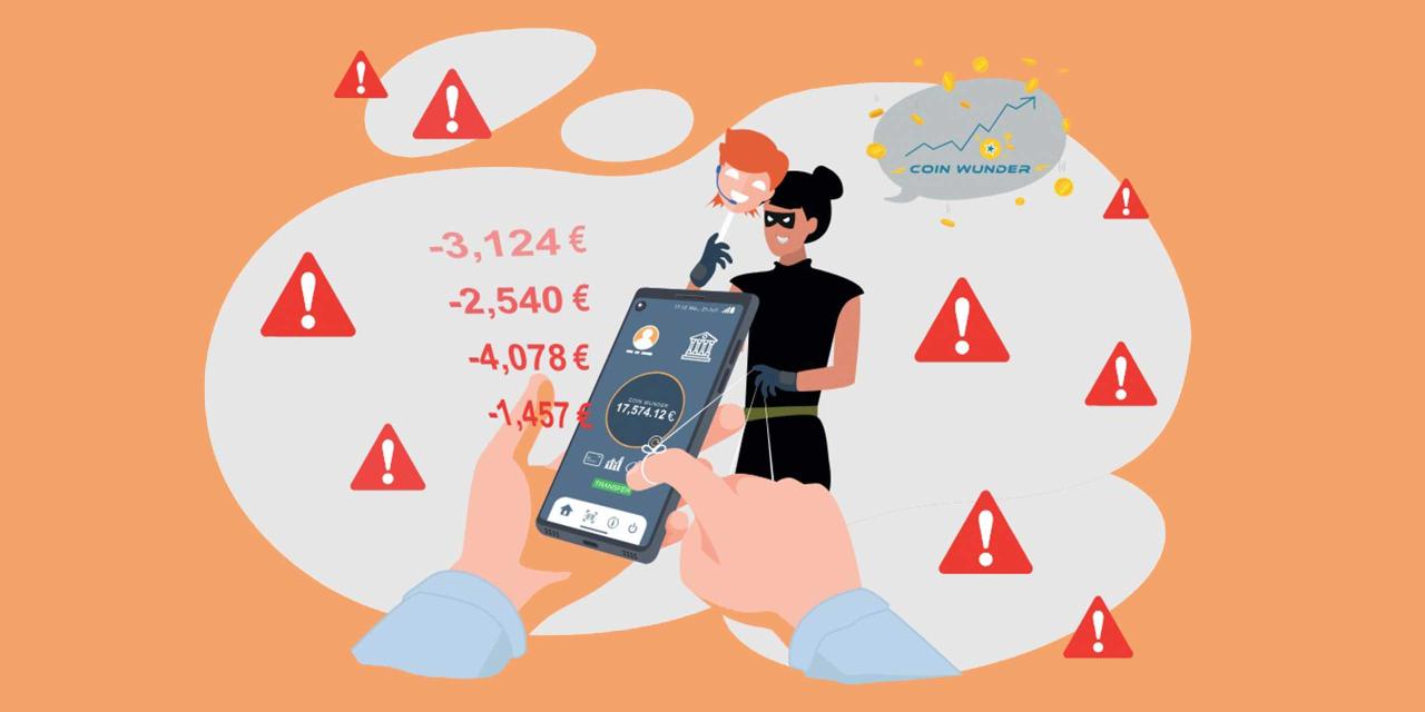 Eine Kriminelle steuert jemandes Eingabe am Smartphone: Anlagebetrug