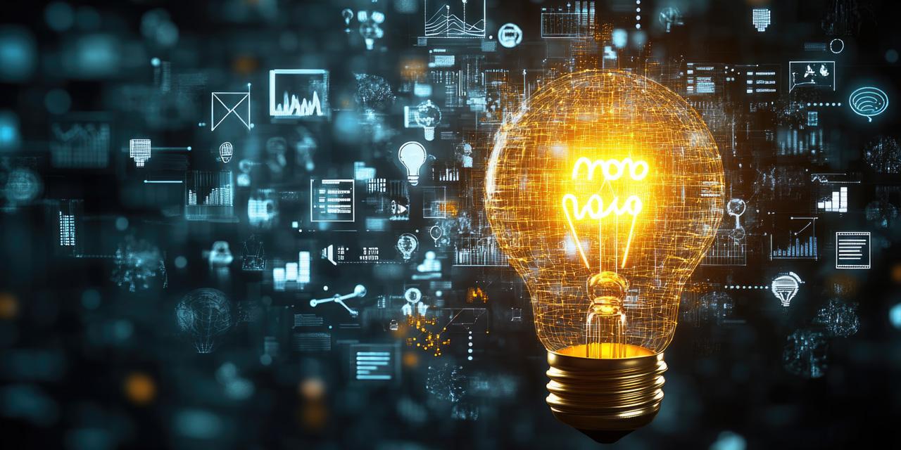 Leuchtende Glühbirne futuristisches Design graphische Symbole Technik