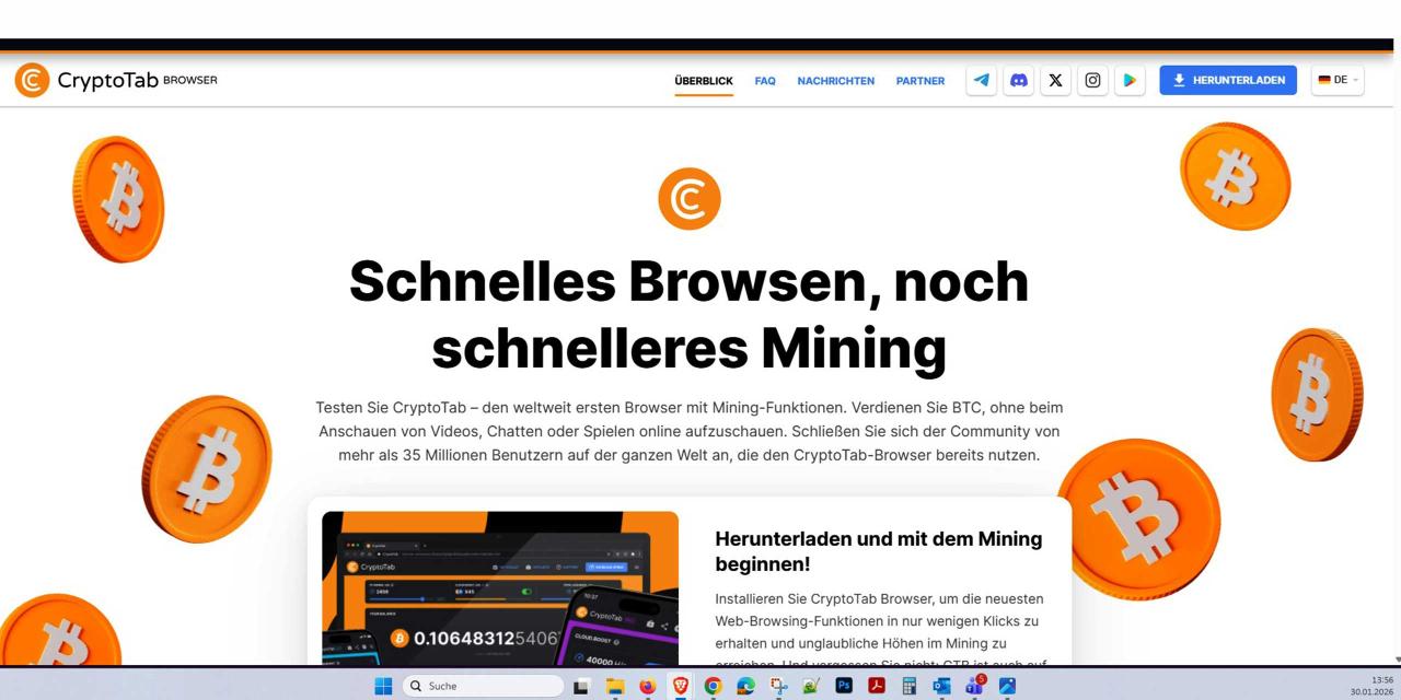 Der CryptoTab-Browser verspricht: schnelles Browsen, noch schnelleres Minen