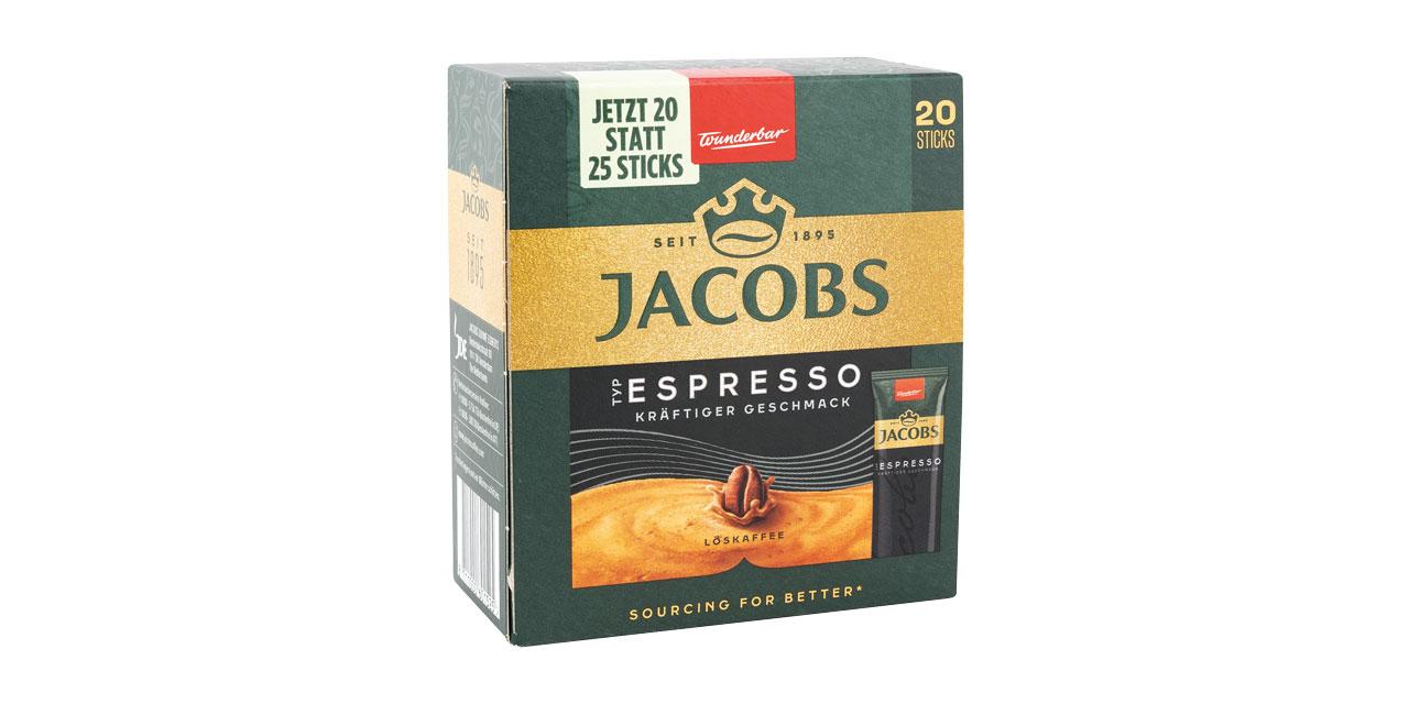 Die Verpackung der Jacobs Espresso Sticks