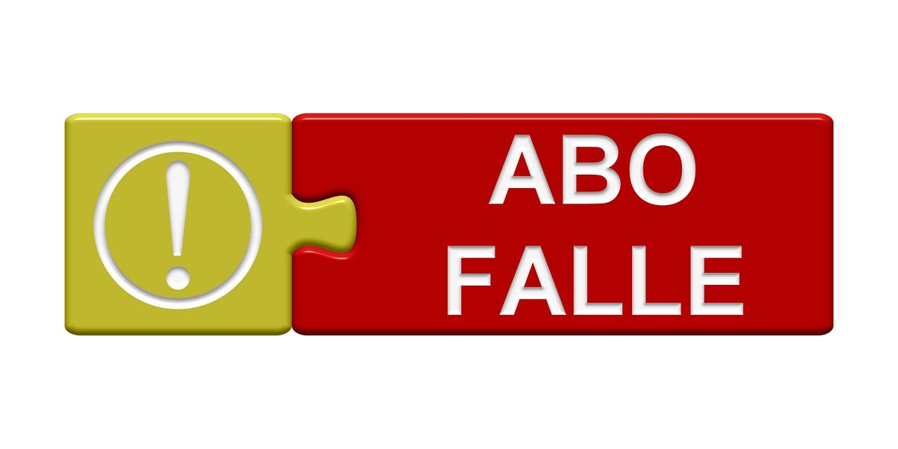 2 Puzzlesteine: einer hat die Aufschrift "Abofalle" der andere ein Rufzeichen