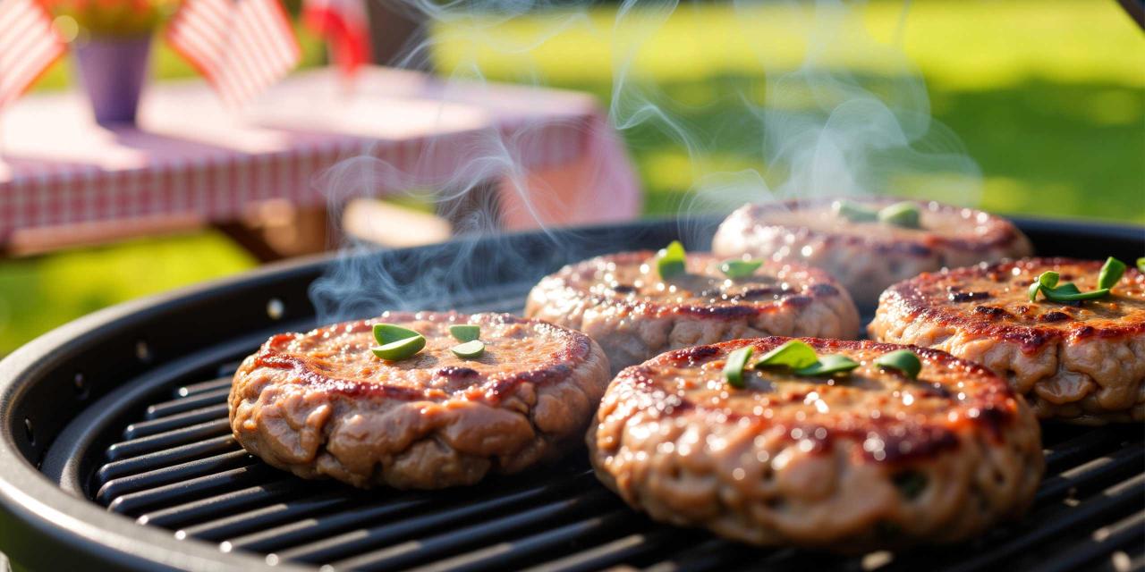 Fleischlaberl auf dem Grill im Garten