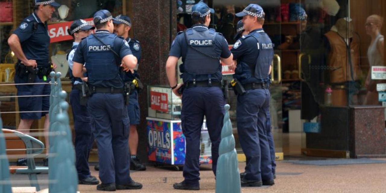 Group of Australian police officers on street