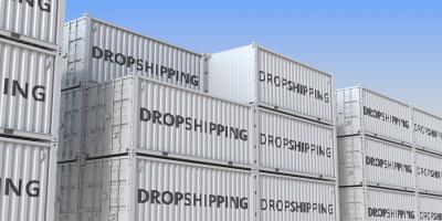 Schiffscontainer mit Aufschrift Dropshipping