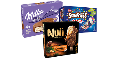 Fotos von Eiscreme Milka, Smarties, Nuii