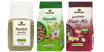 Drei Artikel von Alnatura Mandeln