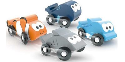 Toynamics 4er-Sets Holzspielzeug Fahrzeuge