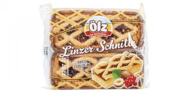 Ölz Linzer Schnitte: 2 Teile dieses Gebäcks in durchsichtiger Umhüllung