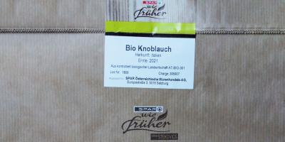 SPAR wie früher Bio Knoblauch: Etikett
