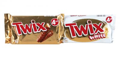 Twix und Twix white: beide Packungen nebeneinander