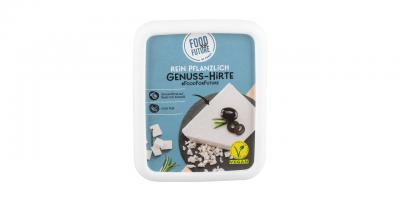 Food for Future Genuss-Hirte: Verpackung, blauer Untergrund