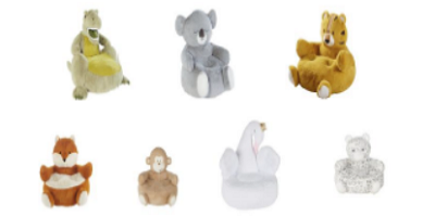 7 Kindersessel in Tierformen Dino, Bär, Affe etc.