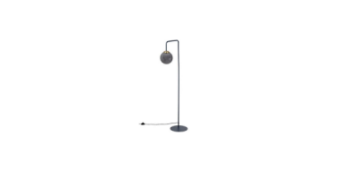 Graue (?) Stehlampe mit rundem Fuß und Kopf