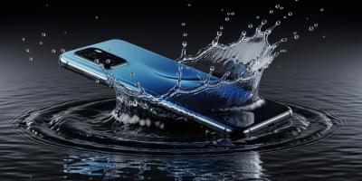 Ein Smartphone fällt ins Wasser. Symbolfoto für die Wasserdichtheit vieler Geräte