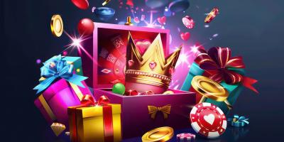 Geschenkbox Glücksspiel Casinochip Bonusmünzen Goldkrone Diamanten