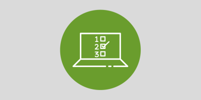 Icon mit Laptop zeigt 3 Checkboxen auf dem Bildschirm mit den Zahlen 1 und 3 daneben. Anstelle der Zahl 2 ist ein Hacken gesetzt 