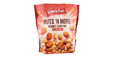 Neue Produktaufmachung für Snack Fun Nuts ‘n more Peanut Corn Mix 