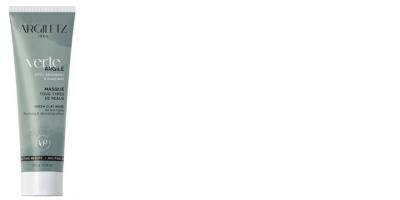 Eine hellgrüne Tube mit der Aufschrift „ARGILETZ“ zeigt eine Gesichtsmaske aus grüner Tonerde. Das Design wirkt schlicht und natürlich. Mittig stehen Produktname und Beschreibung in Weiß, darunter Hinweise zur Anwendung. Am unteren Rand befindet sich ein dunklerer Streifen mit zusätzlichen Angaben. Die Tube hat einen weißen, flachen Verschluss.