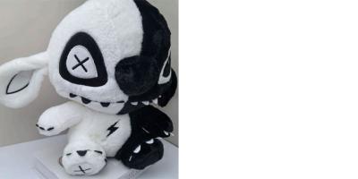 Temu weiß-schwarzes Plüschmonster