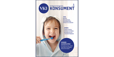 Der Cover von KONSUMENT 3/2026 thematisiert Kinderzahnpasten