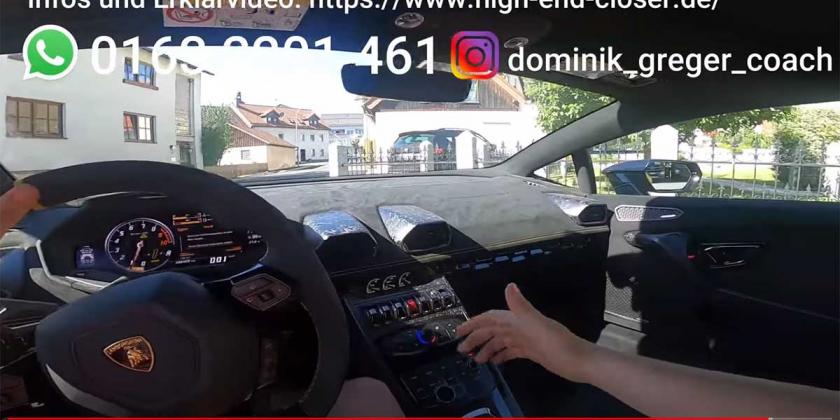 Diminik Greger from his Lamborghini