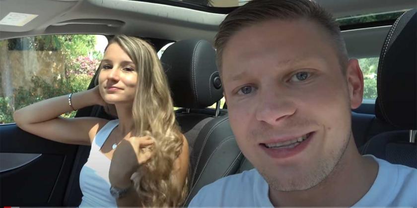 Kris Stelljes with girlfriend in sports car
