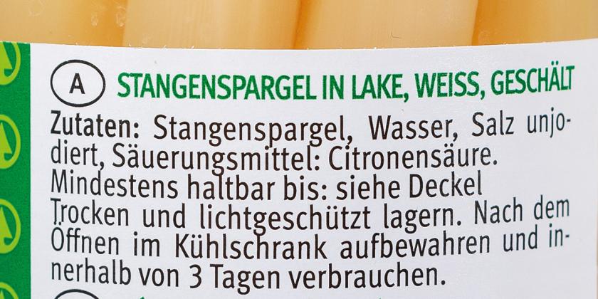 S-Budget-Spargel: Zutatenliste