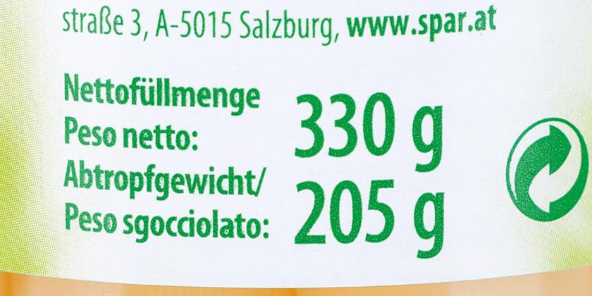 SPAR-Vital: Etikett vom Spar Vital Produkt, Gewicht