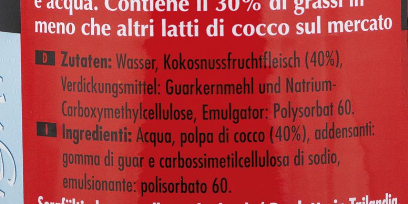 Shan'shi Kokosmilch light: Zutatenliste