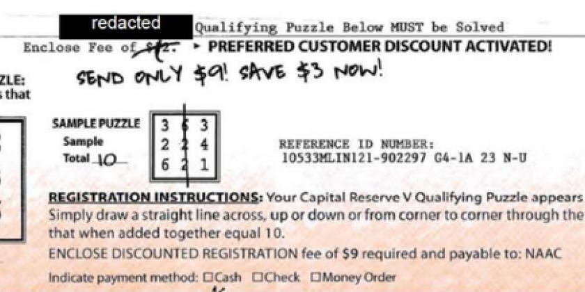 Entry form for Next Gen competition with simple maths puzzle