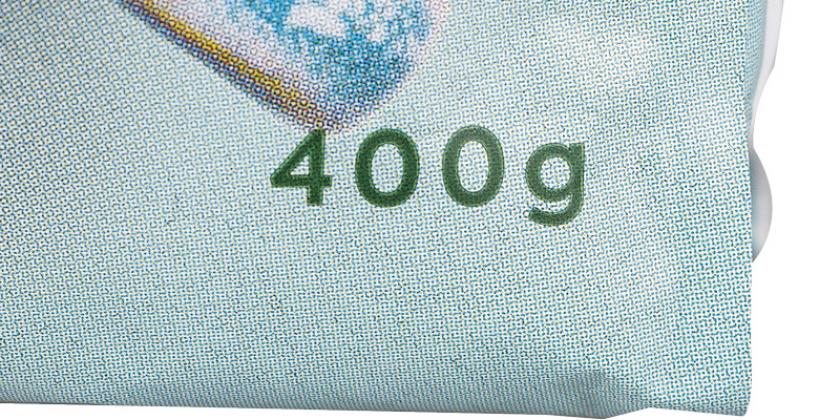 BILLA Bio Trinkkakao Pulver: Beschriftung 400 Gramm auf hellblauem Hintergrund