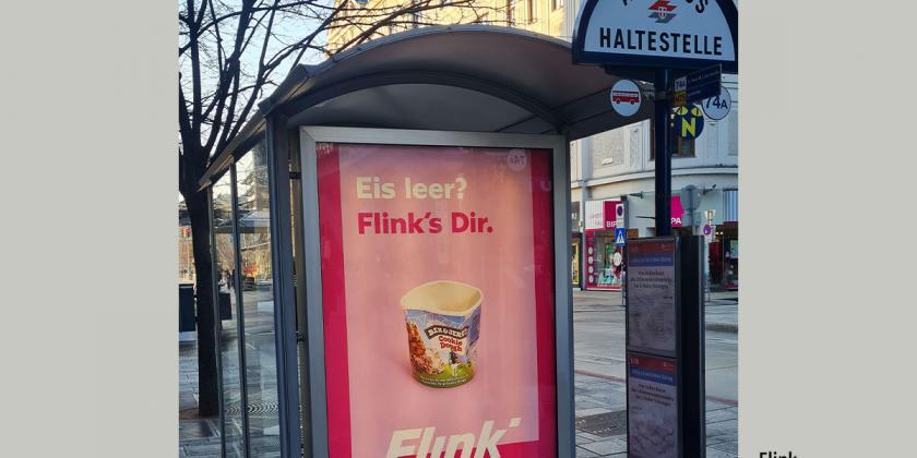 Werbeanzeige Wiener Linien Landstraße Flink Ben &amp; Jerrys