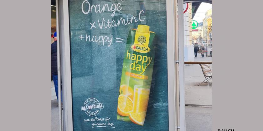 Werbeanzeige Wiener Linien Porzellangasse Rauch Orangensaft