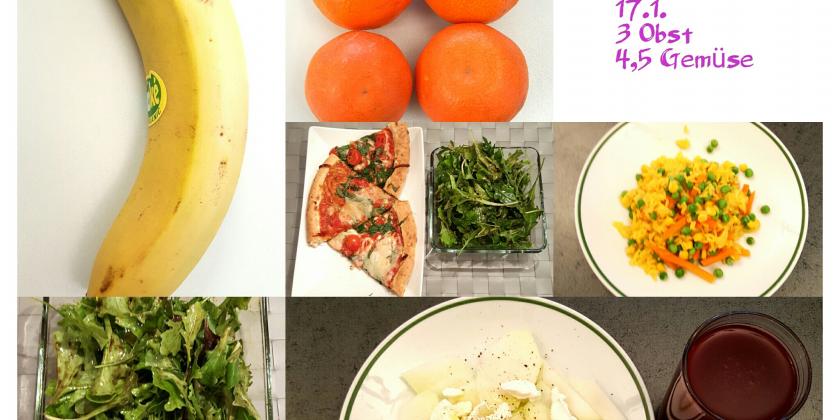 Verschiedene Obst- und Gemüse-Speisen.