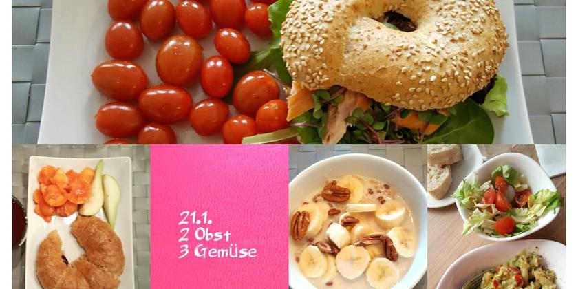 Verschiedene Obst- und Gemüse-Speisen.