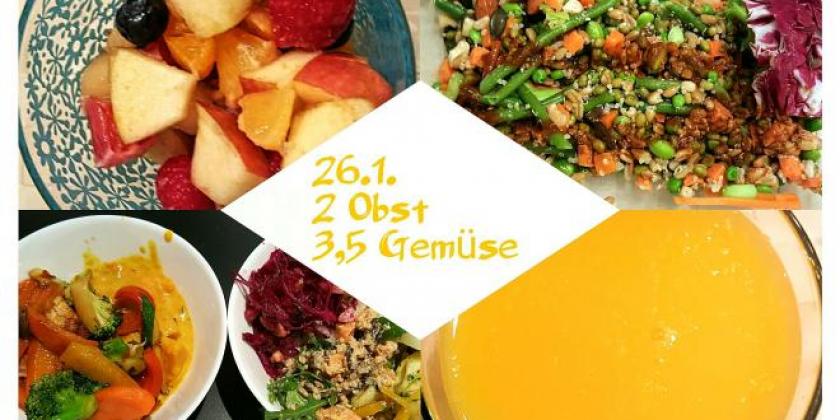 Mehrere gesunde Gerichte, die von der Autorin am 26.01.2017 verzehrt wurden.