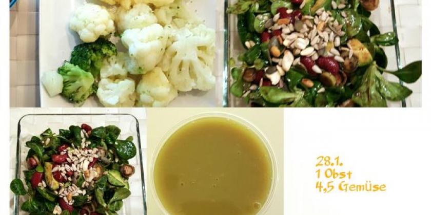 Mehrere gesunde Gerichte, die von der Autorin am 28.01.2017 verzehrt wurden.