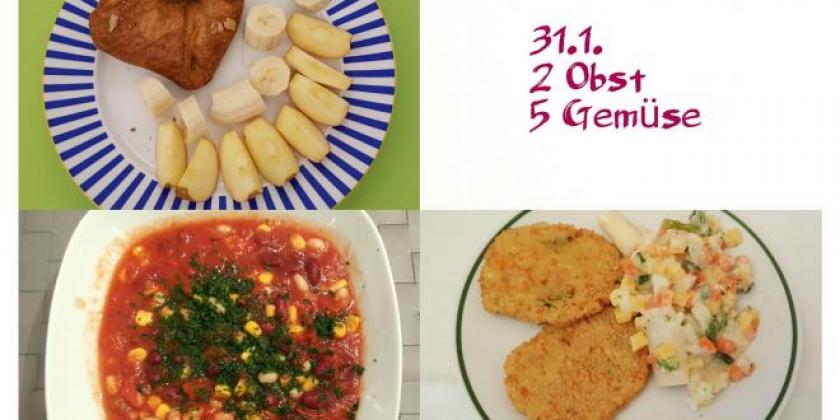 Mehrere gesunde Gerichte, die von der Autorin am 31.01.2017 zubereitet wurden.