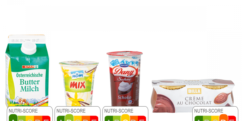 Billa Creme au chocolat, Nöm Mix Fruchtjoghurt Vanille, Danone Dany Sahne Schoko und Buttermilch