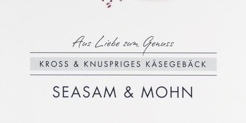 Michelsen Blätterteiggebäck Sesam & Mohn: auf der Verpackung steht kross u. knuspriges Käsegebäck