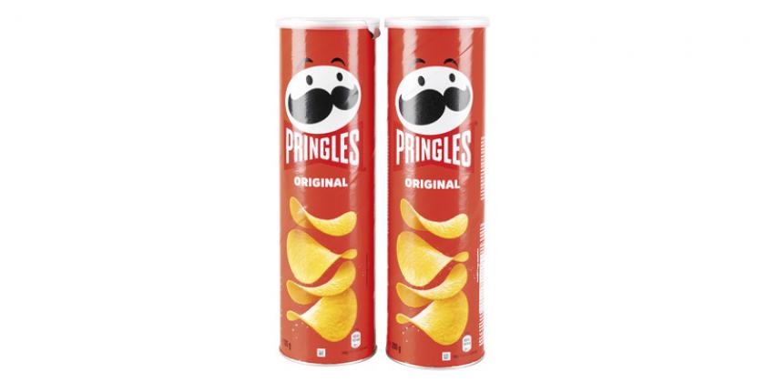 Pringles Original: rote Pringles-Dosen, die völlig gleich aussehen.