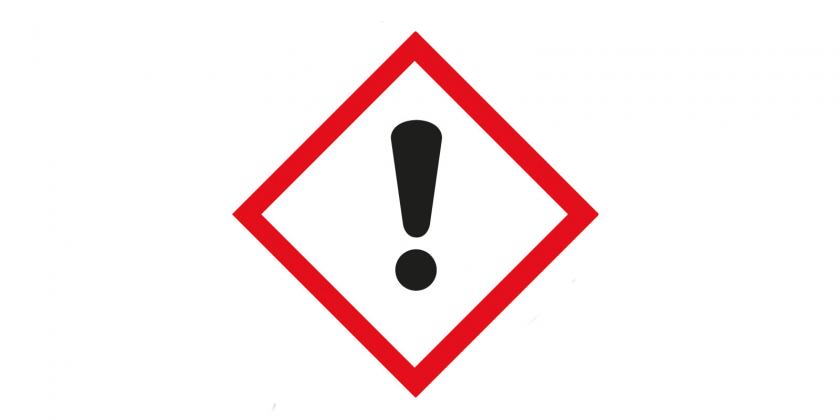 Rufzeichen in einem auf der Spitze stehendem Viereck