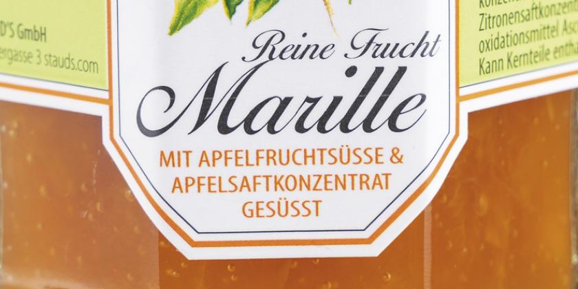 STAUD’S Reine Frucht Marille: Etikette mit &quot;Reine Frucht&quot; -  der Bezeichnung nach erwartet die Kundschaft 100 Prozent Marillen;