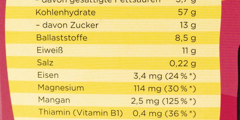 Spirulix Superfood Knuspermüsli Rote Beeren Nährwertangabe